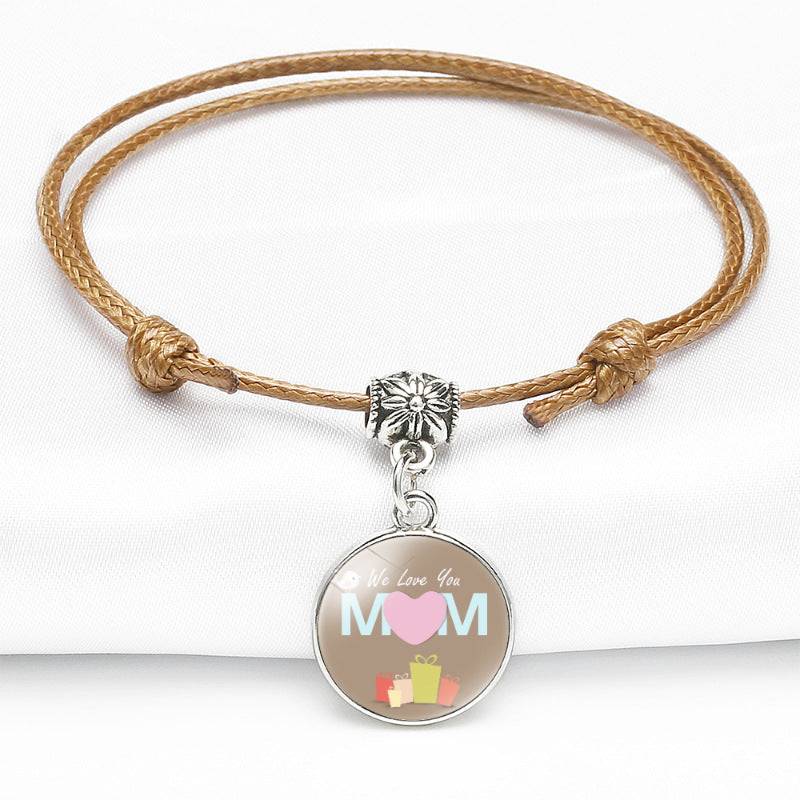 Wholesale Color MOM Series Time Gemstone Leather Bracelet